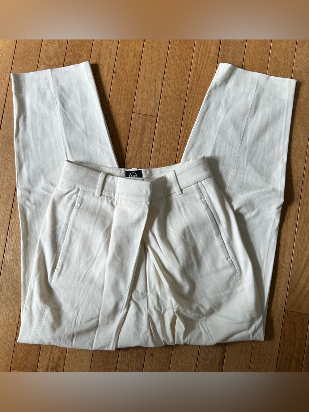 Alexander McQueen Wool Blend Pleated Trousers Ivory Cream Womens Italian 38